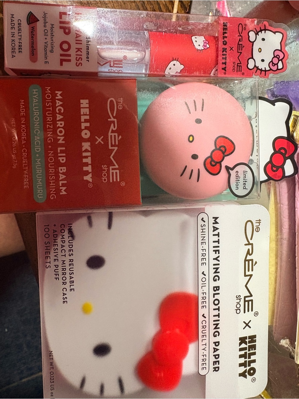 The Crème Shop x Hello Kitty Pink Macaron Lip Balm & Blotting Paper Set